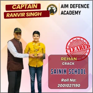 Rehan cleared Sainik School entrance with AIM Defence Academy support